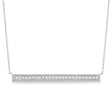 Pave Set Horizontal Diamond Bar Necklace 14k White Gold 0.25ct