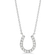 Pave Set Diamond Horseshoe Pendant Necklace 14k White Gold 0.15ct
