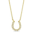 Pave Set Diamond Horseshoe Pendant Necklace 14k Yellow Gold 0.15ct