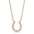 Pave Set Lab Diamond Horseshoe Pendant Necklace 14k Rose Gold 0.15ct