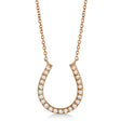 Pave Set Lab Diamond Horseshoe Pendant Necklace 14k Rose Gold 0.20ct