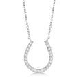 Pave Set Lab Diamond Horseshoe Pendant Necklace 14k White Gold 0.20ct
