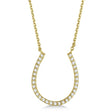Pave Set Lab Diamond Horseshoe Pendant Necklace 14k Yellow Gold 0.25ct