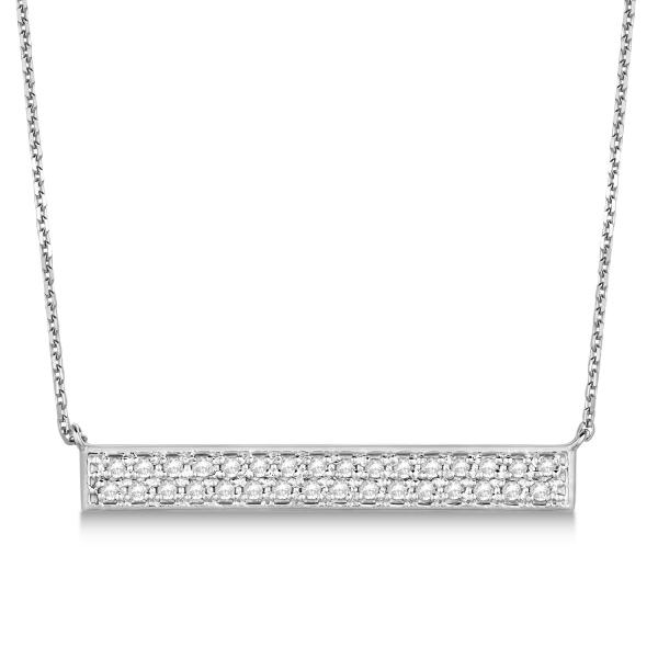 Double Row Horizontal Diamond Bar Necklace 14k White Gold 0.33ct