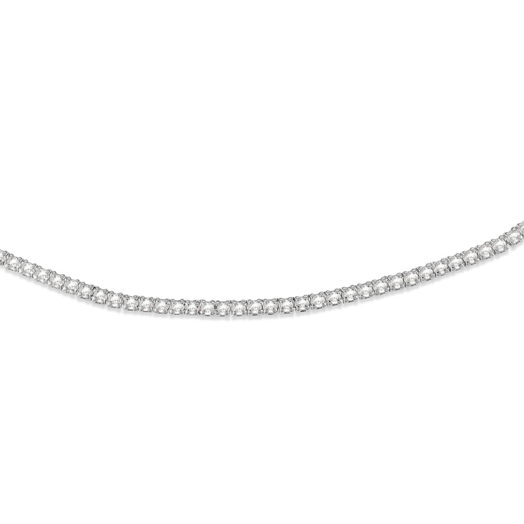 Diamond Tennis Choker Necklace for Women in 14k White Gold (2.00 ctw)