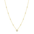 Diamond Halo Pendant Station Necklace in 14k Yellow Gold (1.00 ctw)