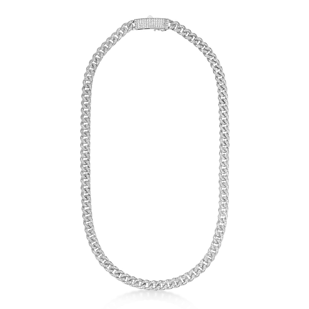 Diamond Miami Cuban Chain Necklace 14k White Gold (8.00ct)