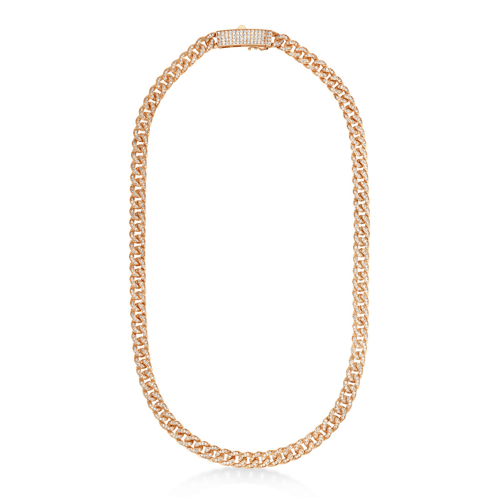 Diamond Miami Cuban Chain Necklace 14k Rose Gold (9.00ct)
