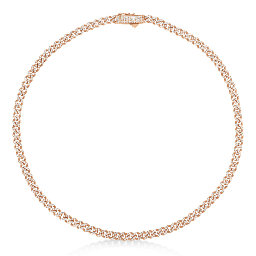 Diamond Link Chain Necklace 14k Rose Gold (6.24ct)