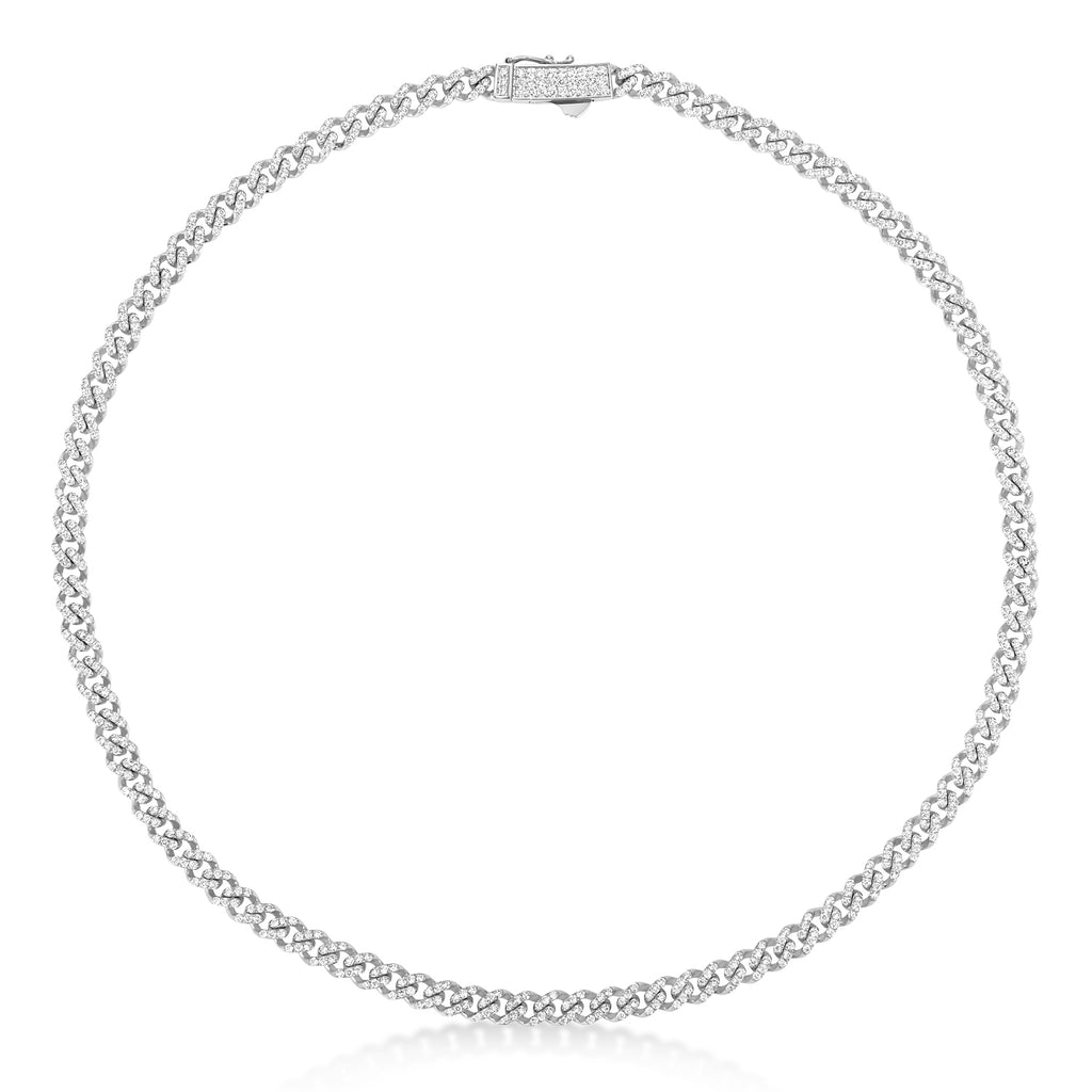 Diamond Link Chain Necklace 14k White Gold (7.00ct)