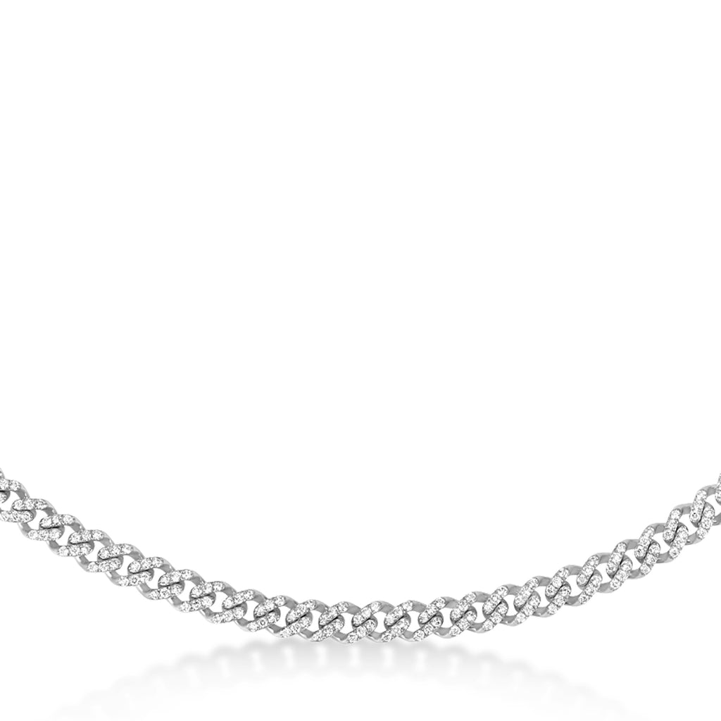Diamond Link Chain Necklace 14k White Gold (7.00ct)