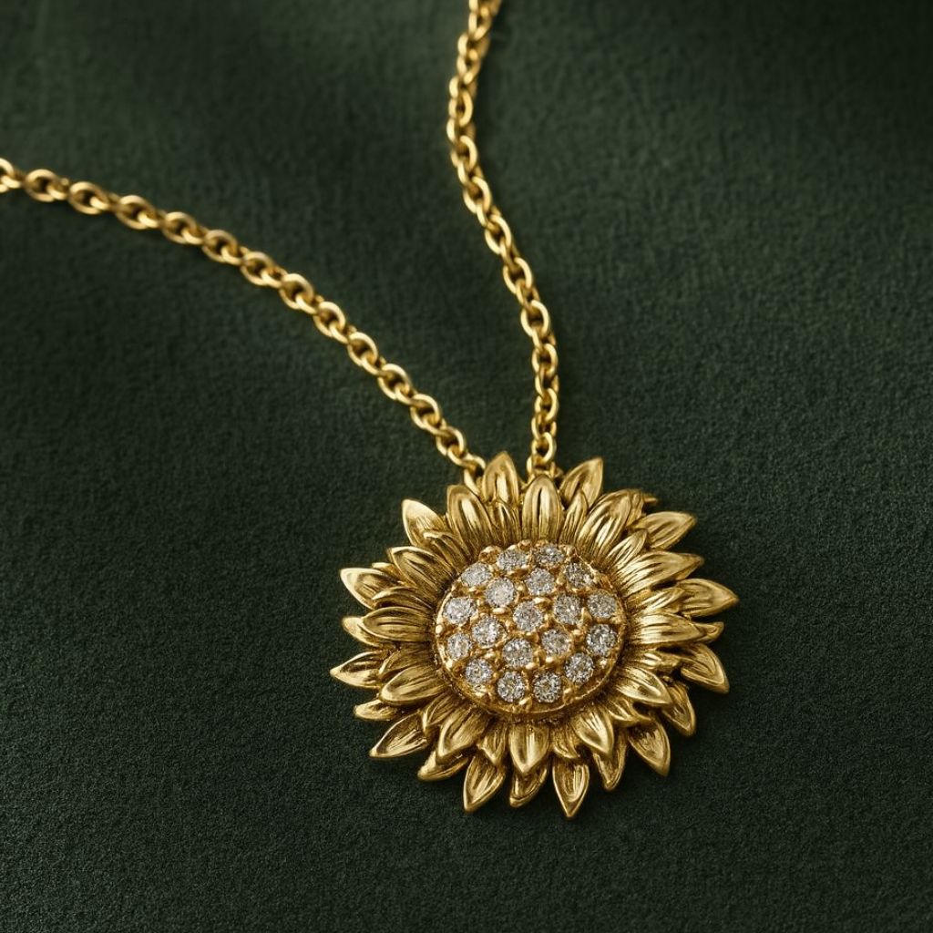 Gold sunflower necklace