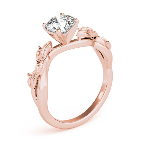 Solitaire Tulip Vine Leaf Engagement Ring Setting 18k Rose Gold