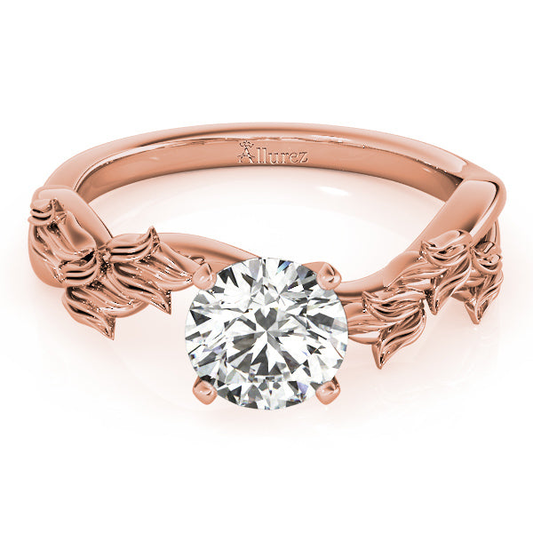 Solitaire Tulip Vine Leaf Engagement Ring Setting 18k Rose Gold