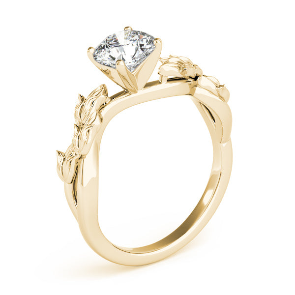 Solitaire Tulip Vine Leaf Engagement Ring Setting 18k Yellow Gold