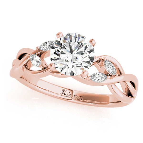 Twisted Round Diamonds & Moissanite Engagement Ring 14k Rose Gold (1.00ct)