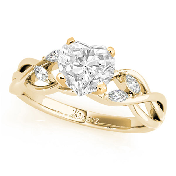 Twisted Heart Diamonds Vine Leaf Engagement Ring 18k Yellow Gold (1.50ct)