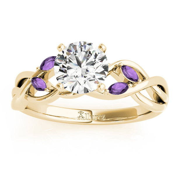Amethyst Marquise Vine Leaf Engagement Ring 18k Yellow Gold (0.20ct)