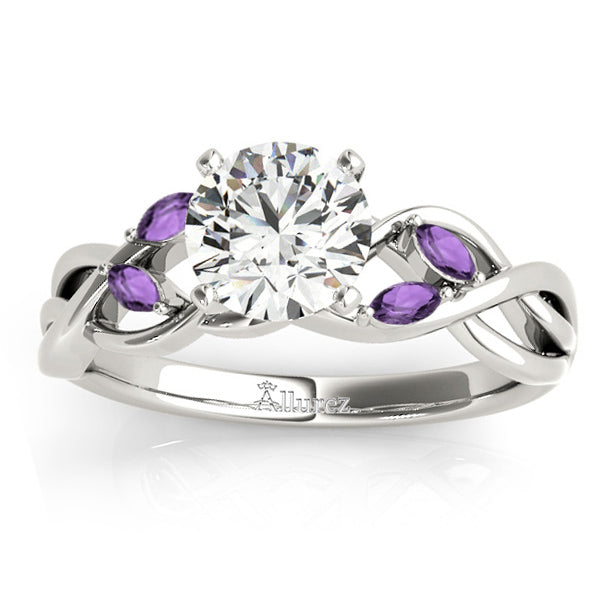 Amethyst Marquise Vine Leaf Engagement Ring Platinum (0.20ct)