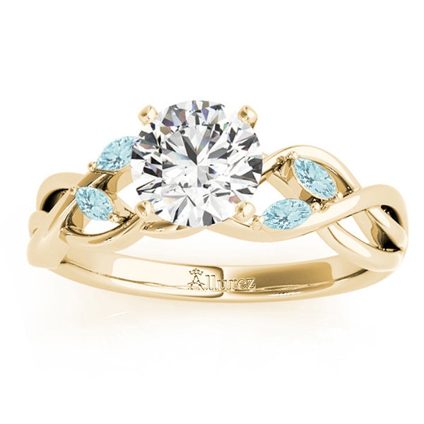 Aquamarine Marquise Vine Leaf Engagement Ring 14k Yellow Gold (0.20ct)