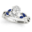 Oval Blue Sapphires Vine Leaf Engagement Ring 14k White Gold (1.50ct)