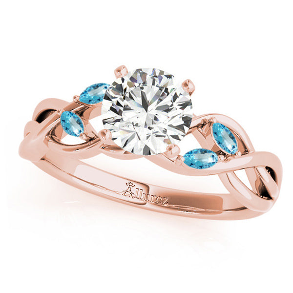 Twisted Round Blue Topaz Vine Leaf Engagement Ring 14k Rose Gold (1.50ct)