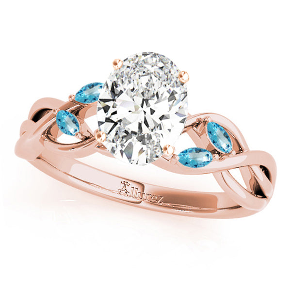 Oval Blue Topaz Vine Leaf Engagement Ring 18k Rose Gold (1.00ct)