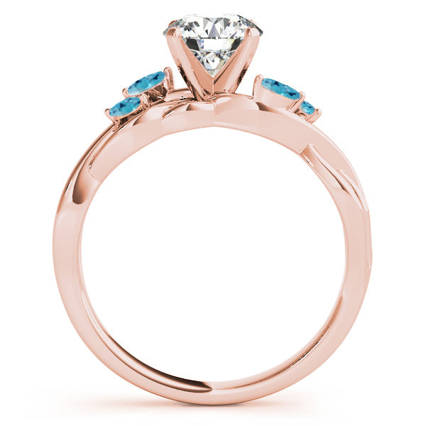Oval Blue Topaz Vine Leaf Engagement Ring 18k Rose Gold (1.00ct)