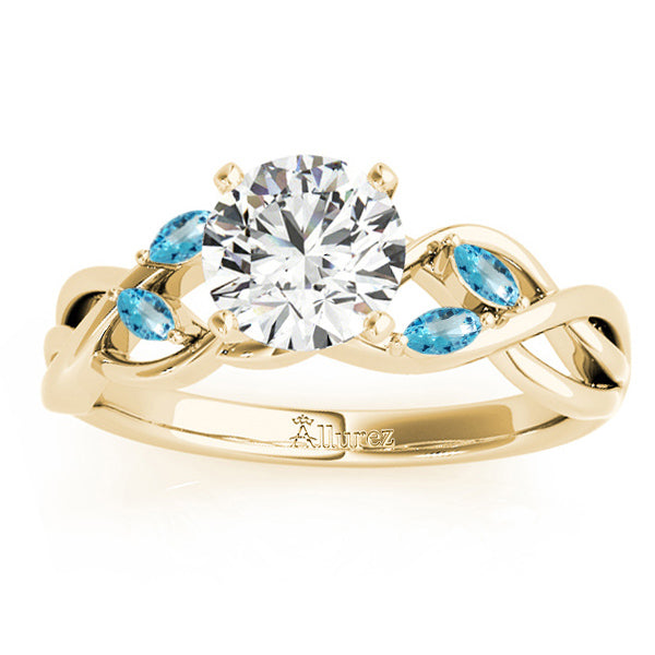 Blue Topaz Marquise Vine Leaf Engagement Ring 18k Yellow Gold (0.20ct)