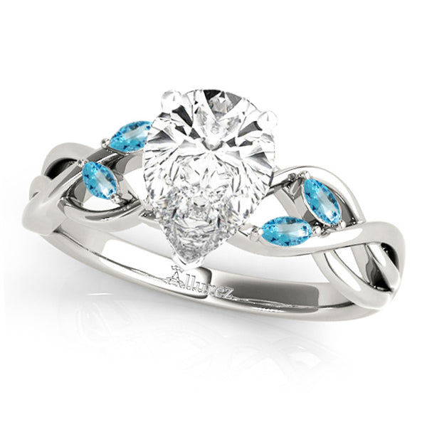 Twisted Pear Blue Topaz Vine Leaf Engagement Ring Platinum (1.00ct)