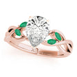 Twisted Pear Emeralds Vine Leaf Engagement Ring 14k Rose Gold (1.50ct)