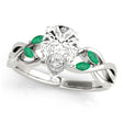 Pear Emeralds Vine Leaf Engagement Ring 14k White Gold (1.50ct)