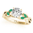 Twisted Round Emeralds Vine Leaf Engagement Ring 18k Yellow Gold (1.50ct)