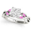 Heart Pink Sapphires Vine Leaf Engagement Ring 14k White Gold (1.00ct)