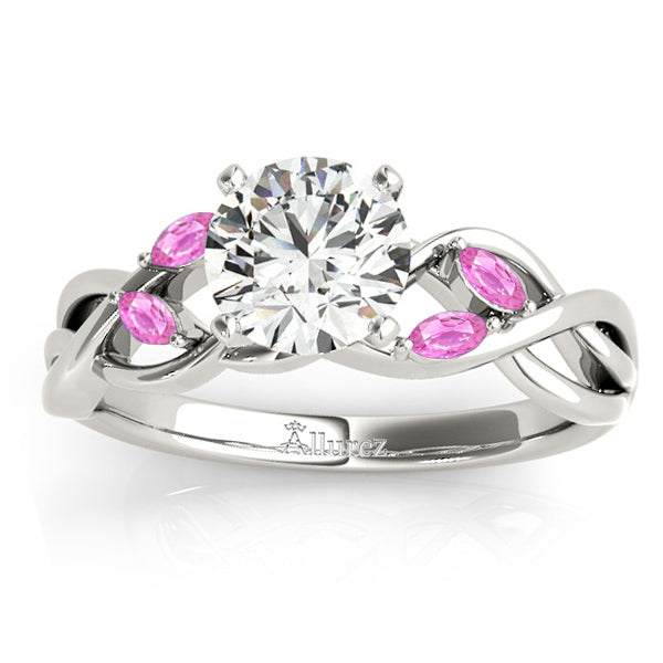 Pink Sapphire Marquise Vine Leaf Engagement Ring 14k White Gold (0.20ct)