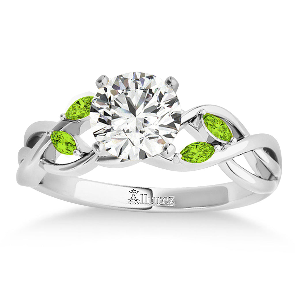 Peridot Marquise Vine Leaf Engagement Ring Palladium (0.20ct)