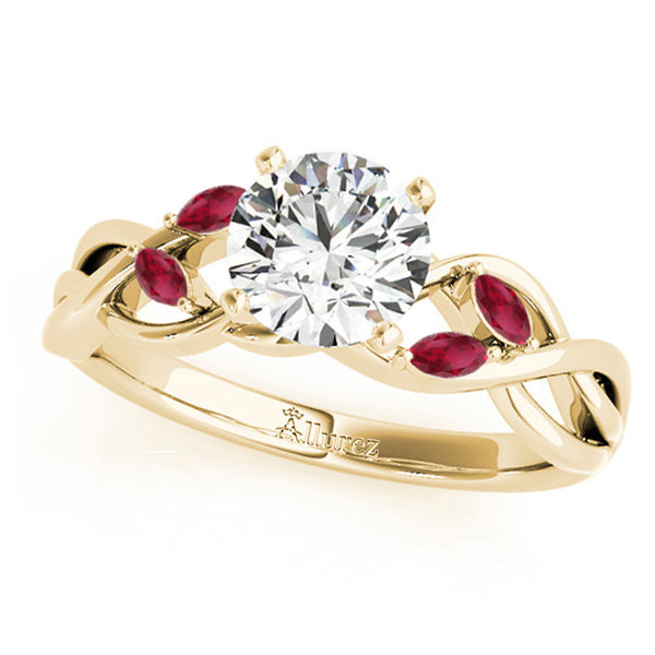 Twisted Round Rubies Vine Leaf Engagement Ring 18k Yellow Gold (1.50ct)