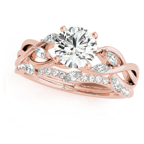 Twisted Round Moissanites Bridal Sets 14k Rose Gold (1.73ct)