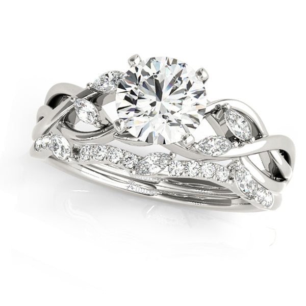 Twisted Round Moissanites Bridal Sets 14k White Gold (1.73ct)