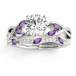 Marquise Amethyst & Diamond Bridal Set Setting 14k White Gold (0.43ct)