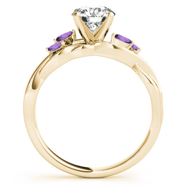 Marquise Amethyst & Diamond Bridal Set Setting 14k Yellow Gold (0.43ct)