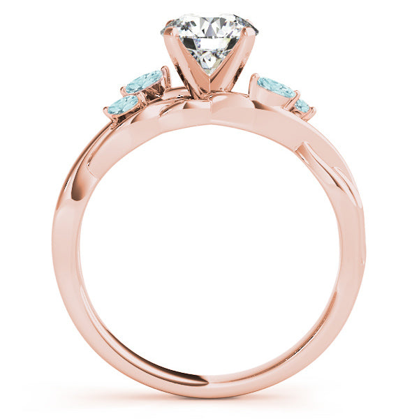 Marquise Aquamarine & Diamond Bridal Set Setting 18k Rose Gold (0.43ct)