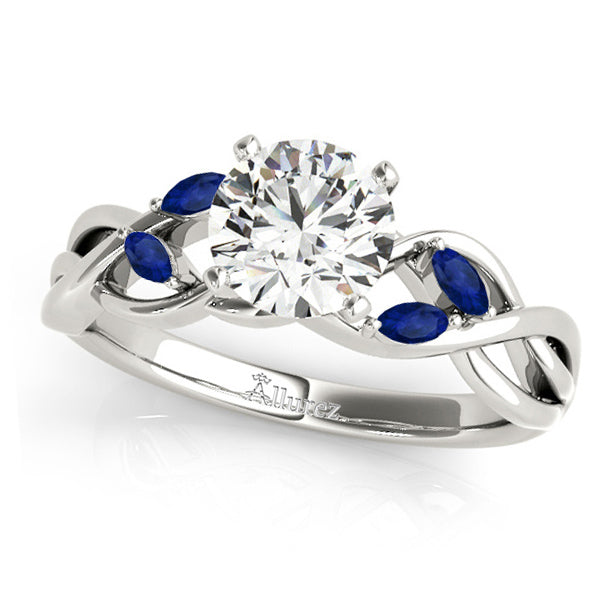 Twisted Round Blue Sapphires & Moissanites Bridal Sets 14k White Gold (1.73ct)