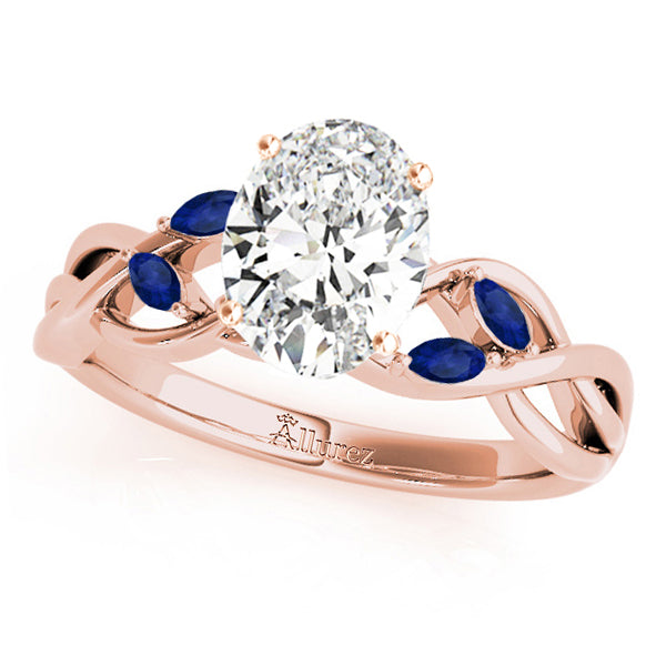 Twisted Oval Blue Sapphires & Diamonds Bridal Sets 18k Rose Gold (1.23ct)