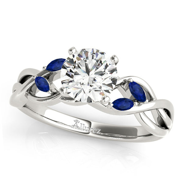 Twisted Round Blue Sapphires & Diamonds Bridal Sets 18k White Gold (1.73ct)