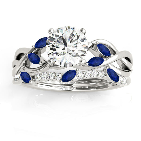 Marquise Blue Sapphire & Diamond Bridal Set Setting Palladium (0.43ct)