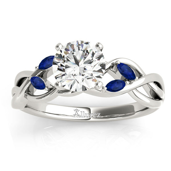 Marquise Blue Sapphire & Diamond Bridal Set Setting Palladium (0.43ct)