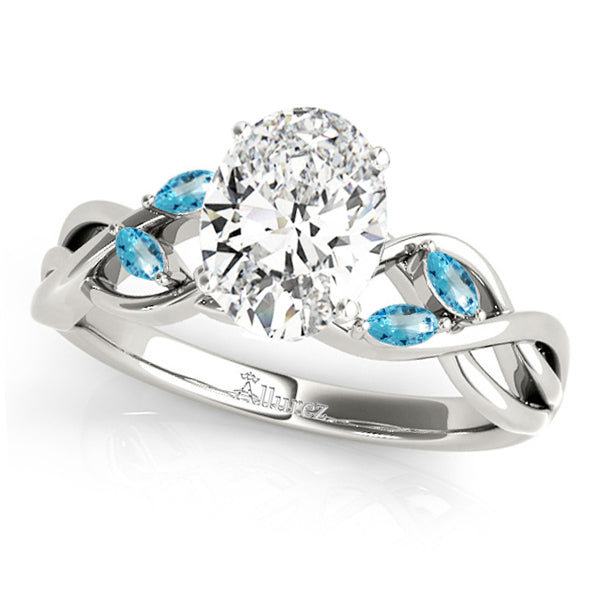 Twisted Oval Blue Topazes & Diamonds Bridal Sets 14k White Gold (1.73ct)