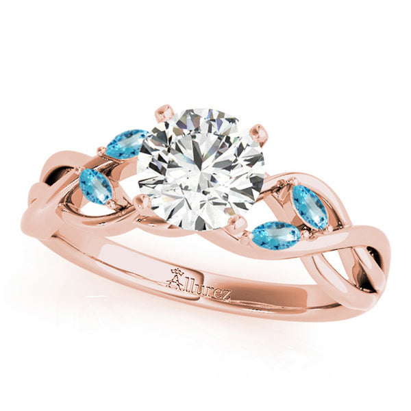 Twisted Round Blue Topazes & Diamonds Bridal Sets 18k Rose Gold (0.73ct)