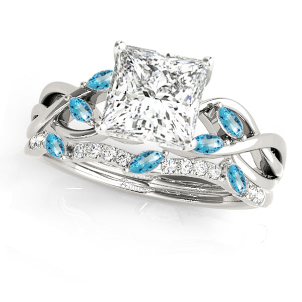 Twisted Princess Blue Topazes & Diamonds Bridal Sets Platinum (1.23ct)